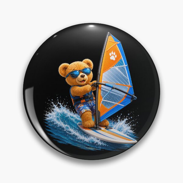 Item preview, Cute Teddy Bear Windsurfing on Vibrant Waves Black Shapes Mania designed and sold by Shapes-Mania.