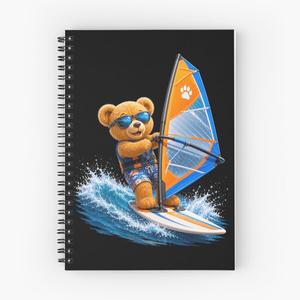 Item preview, Cute Teddy Bear Windsurfing on Vibrant Waves Black Shapes Mania designed and sold by Shapes-Mania.