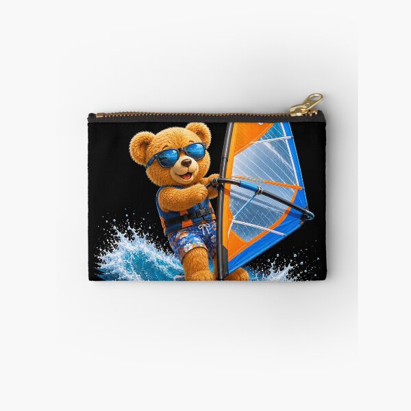 Item preview, Cute Teddy Bear Windsurfing on Vibrant Waves Black Shapes Mania designed and sold by Shapes-Mania.