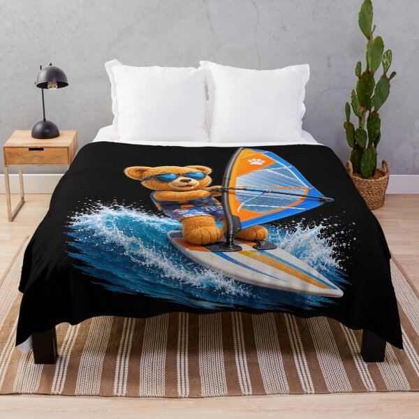 Item preview, Cute Teddy Bear Windsurfing on Vibrant Waves Black Shapes Mania designed and sold by Shapes-Mania.