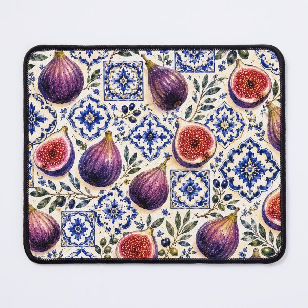Item preview, Mediterranean Fig Pattern with Blue Ceramic Tiles and Olive Branches designed and sold by TheSlowShore.
