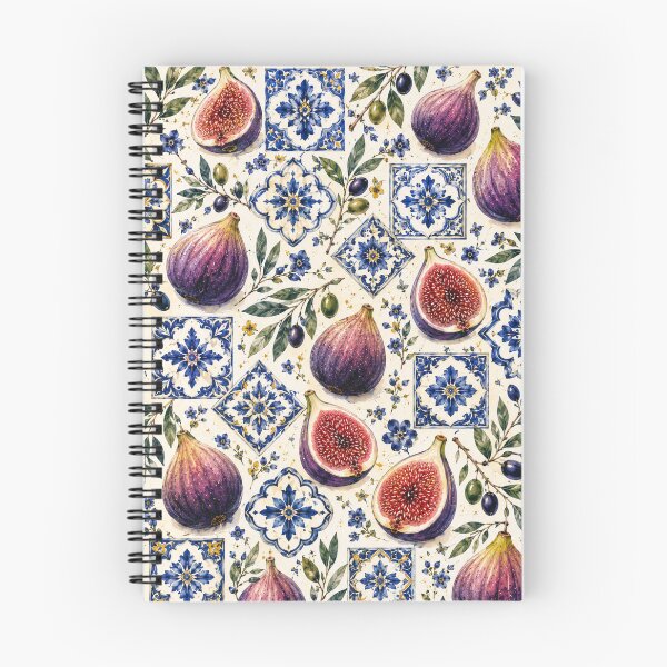 Item preview, Mediterranean Fig Pattern with Blue Ceramic Tiles and Olive Branches designed and sold by TheSlowShore.