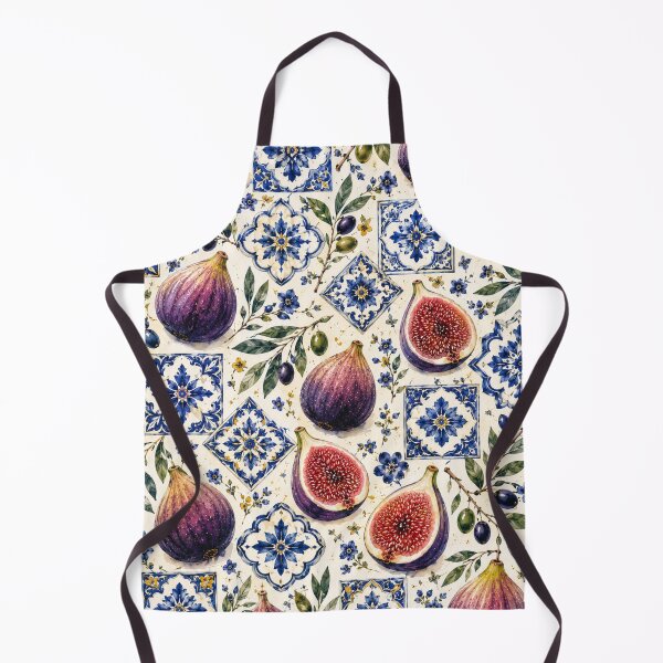 Item preview, Mediterranean Fig Pattern with Blue Ceramic Tiles and Olive Branches designed and sold by TheSlowShore.
