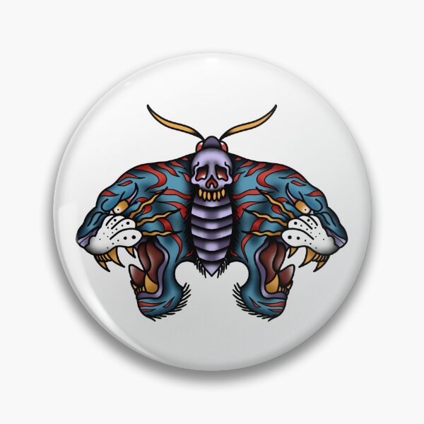 Item preview, Tiger Moth Skull Tattoo Flash Art designed and sold by Krisu444.