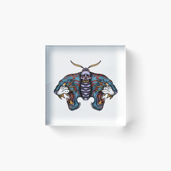 Item preview, Tiger Moth Skull Tattoo Flash Art designed and sold by Krisu444.