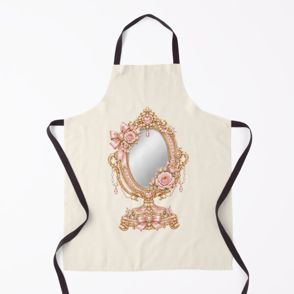 Item preview, Pink Coquette Vanity Mirror Clipart | Vintage Rococo Gold Frame with Roses & Pearls designed and sold by looplandger.