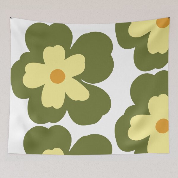 Item preview, Bold Nordic Green Yellow Flower print designed and sold by Ailiida.