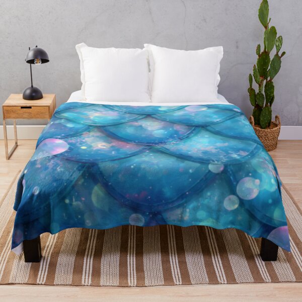 Item preview, Cute Blue Mermaid Print Bubbles designed and sold by SeaStarMermaids.