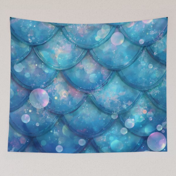 Item preview, Cute Blue Mermaid Print Bubbles designed and sold by SeaStarMermaids.