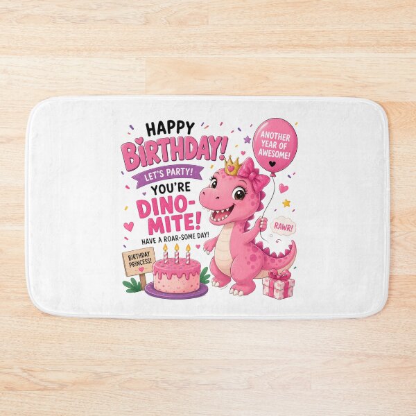 Item preview, Pink Dino-Mite Birthday Girl Dinosaur Party Cute Princess Dinosaur T-Shirt designed and sold by Celebrate & Sparkle.