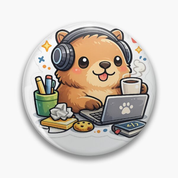 Item preview, Cute Capybara Programmer Coding Sticker designed and sold by CodePaws Creations.