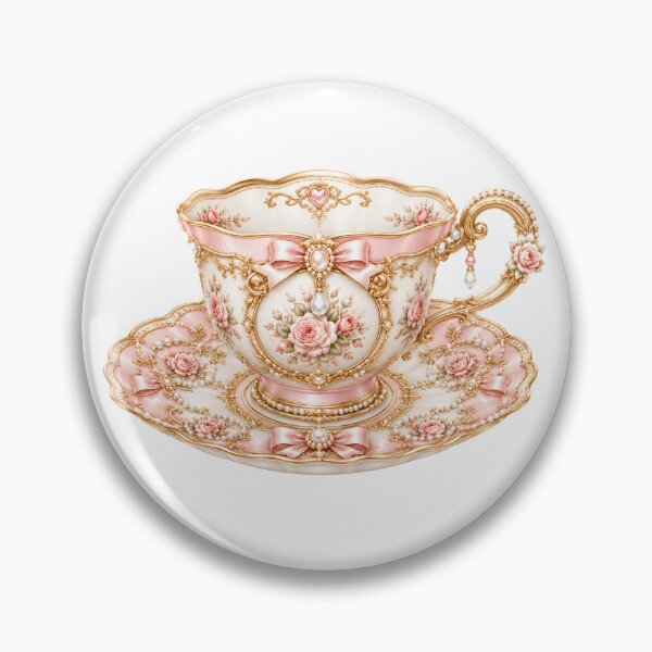 Item preview, Vintage Rococo Tea Cup with Roses, Pearls & Bows designed and sold by looplandger.