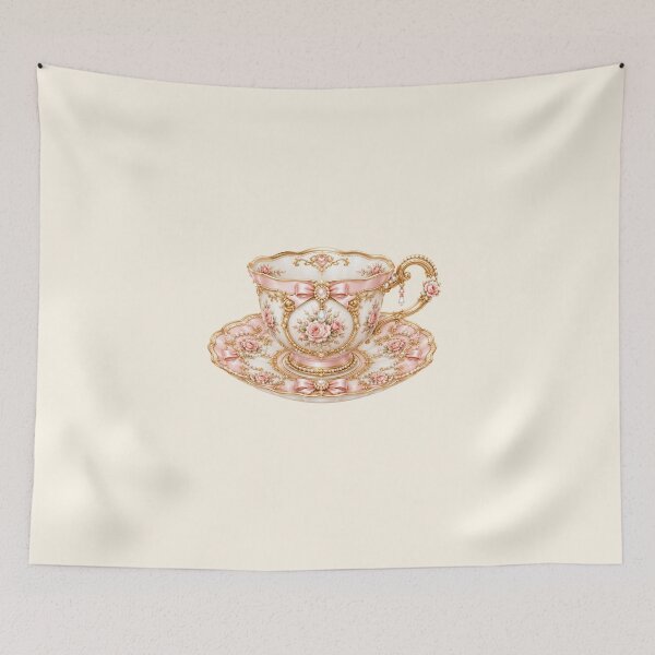 Item preview, Vintage Rococo Tea Cup with Roses, Pearls & Bows designed and sold by looplandger.