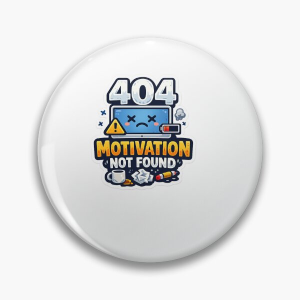 Artikelvorschau, 404 Motivation nicht gefunden – Lustiger Aufkleber entworfen und verkauft von CodePaws AI.