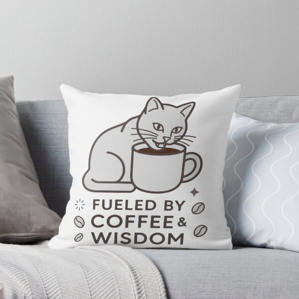 Item preview, Minimalist Cat Drinking Coffee Fueled By Coffee And Wisdom designed and sold by banglalook.