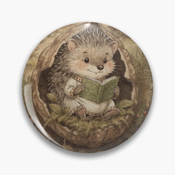 Item preview, Hedgehog Folk Reading in a Walnut Shell designed and sold by PictorialWhimsy.