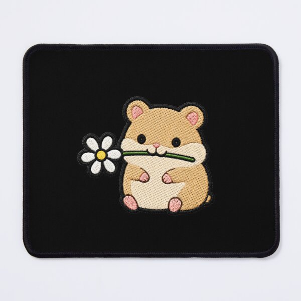 Item preview, Cute Hamster Holding a Flower Embroidery Patch designed and sold by ColorSplash123.
