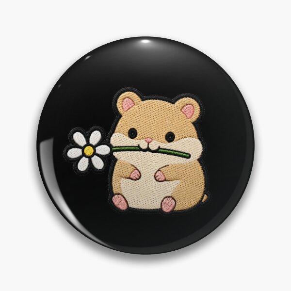 Item preview, Cute Hamster Holding a Flower Embroidery Patch designed and sold by ColorSplash123.