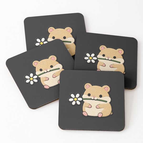 Item preview, Cute Hamster Holding a Flower Embroidery Patch designed and sold by ColorSplash123.