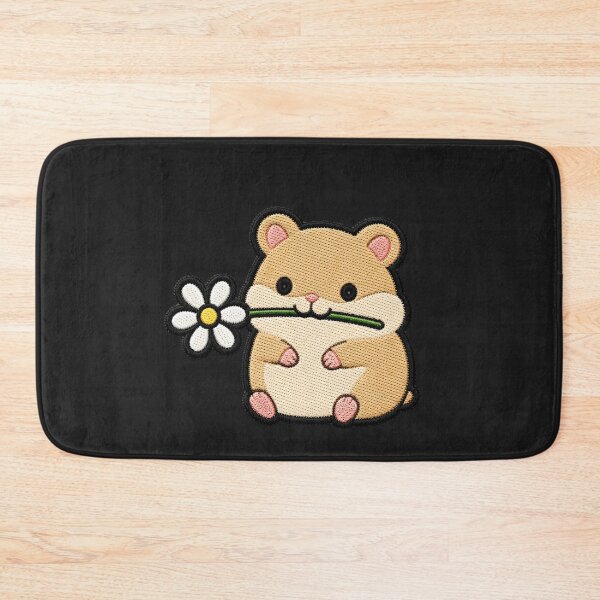 Item preview, Cute Hamster Holding a Flower Embroidery Patch designed and sold by ColorSplash123.