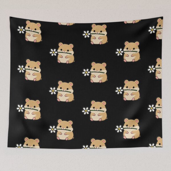Item preview, Cute Hamster Holding a Flower Embroidery Patch designed and sold by ColorSplash123.
