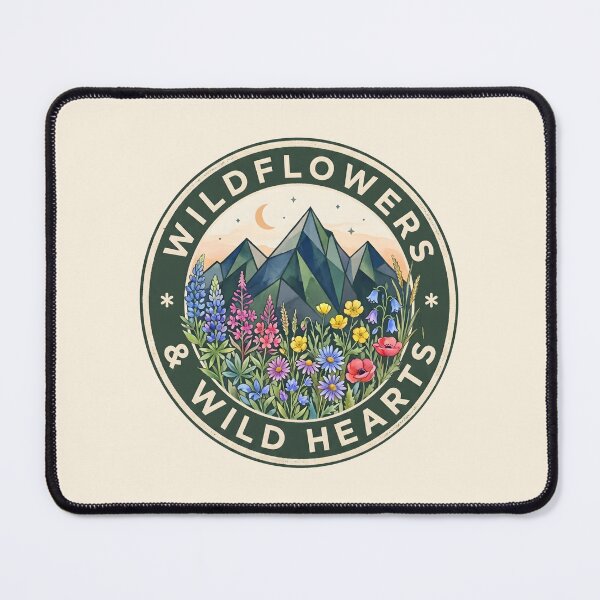 Item preview, Wildflowers & Wild Hearts Mountain Nature Badge designed and sold by SplashTastic.
