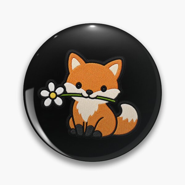 Item preview, Cute Fox Holding a Flower Embroidery Patch designed and sold by ColorSplash123.