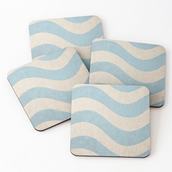 Item preview, Sky Blue and Cream Wavy Line Fabric designed and sold by SplashTastic.