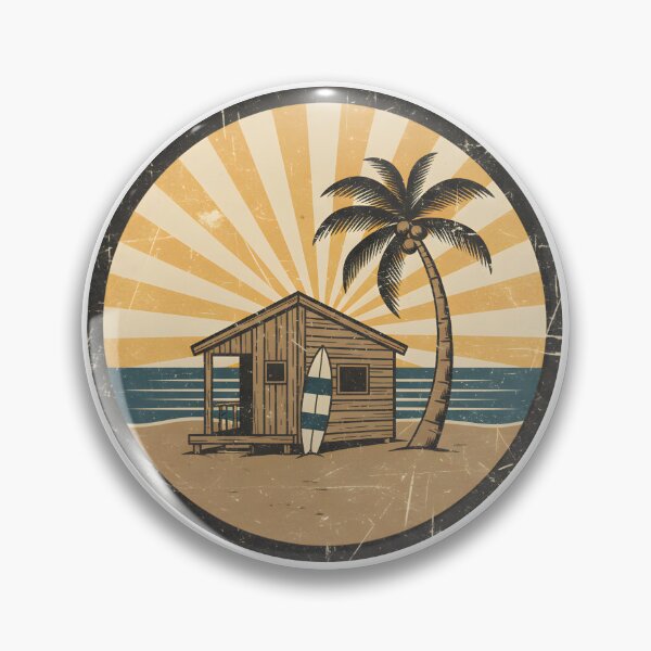 Item preview, Vintage Beach Shack Surf Hut Retro Coastal Stickers designed and sold by FestivityFinds.