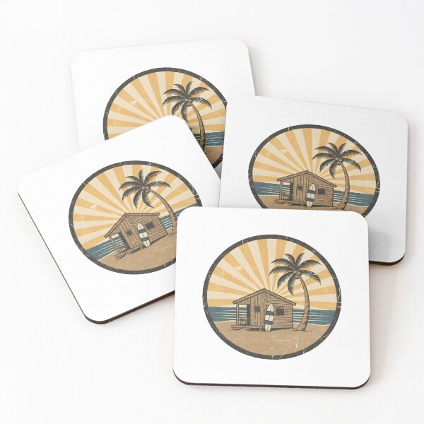 Item preview, Vintage Beach Shack Surf Hut Retro Coastal Stickers designed and sold by FestivityFinds.