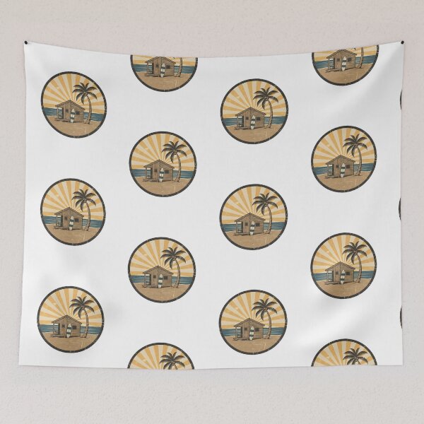 Item preview, Vintage Beach Shack Surf Hut Retro Coastal Stickers designed and sold by FestivityFinds.