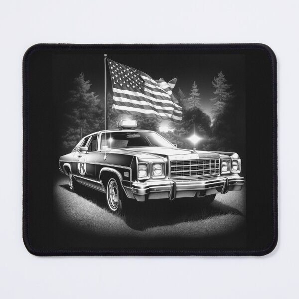 Item preview, Black and White American Police Car Flag Art designed and sold by inkoutninja.