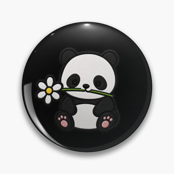 Item preview, Cute Panda Holding a Flower Embroidery Patch designed and sold by ColorSplash123.
