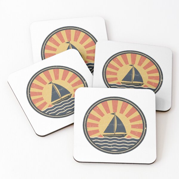 Item preview, Vintage Sailboat Sunset Ocean Retro Travel Stickers designed and sold by FestivityFinds.
