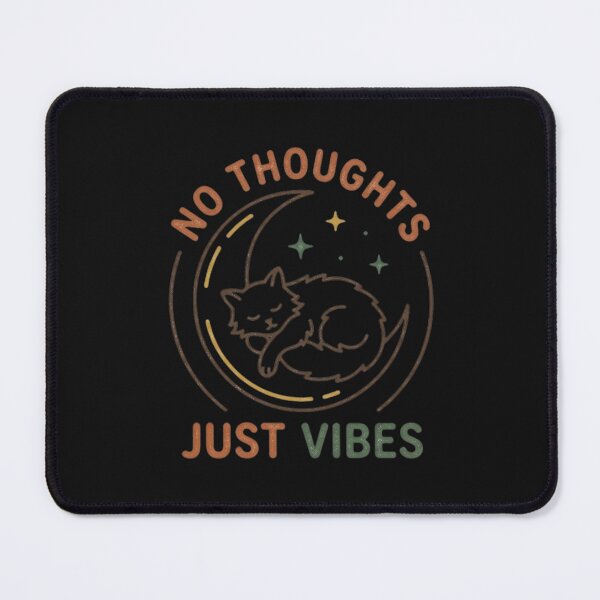 Item preview, No Thoughts Just Vibes Sleeping Cat on Moon designed and sold by V-ZRO.