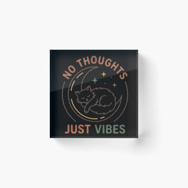 Item preview, No Thoughts Just Vibes Sleeping Cat on Moon designed and sold by V-ZRO.