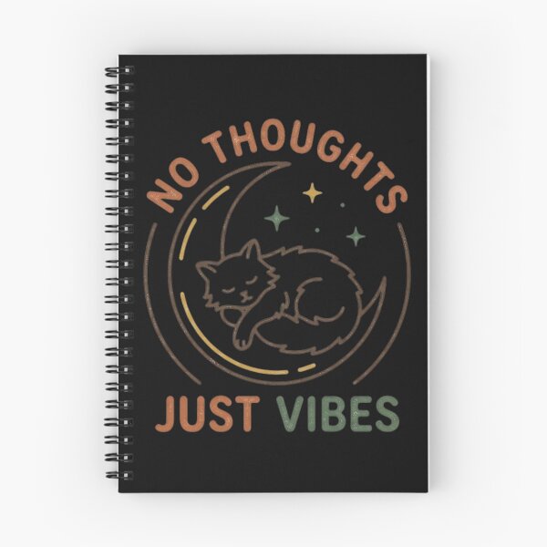 Item preview, No Thoughts Just Vibes Sleeping Cat on Moon designed and sold by V-ZRO.