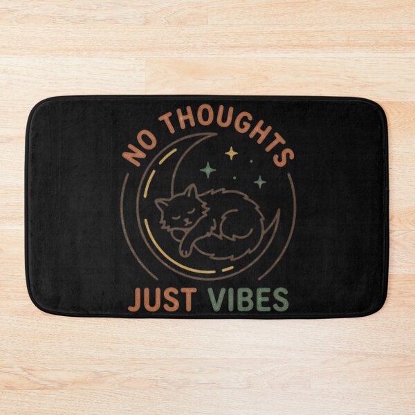 Item preview, No Thoughts Just Vibes Sleeping Cat on Moon designed and sold by V-ZRO.