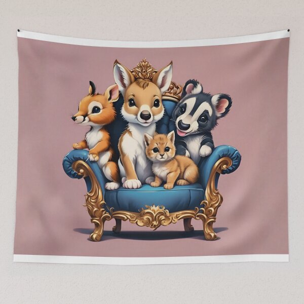 Item preview, Royal Baby Animals Posed on Gold Velvet Throne designed and sold by CASASIS_MERCH.