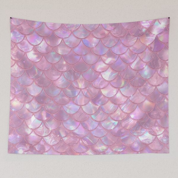 Item preview, Cute Pink Shiny Seashell Mermaid Print designed and sold by SeaStarMermaids.