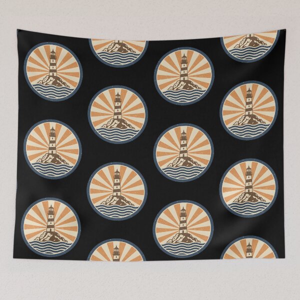 Item preview, Vintage Lighthouse Ocean Waves Retro Coastal Stickers designed and sold by FestivityFinds.