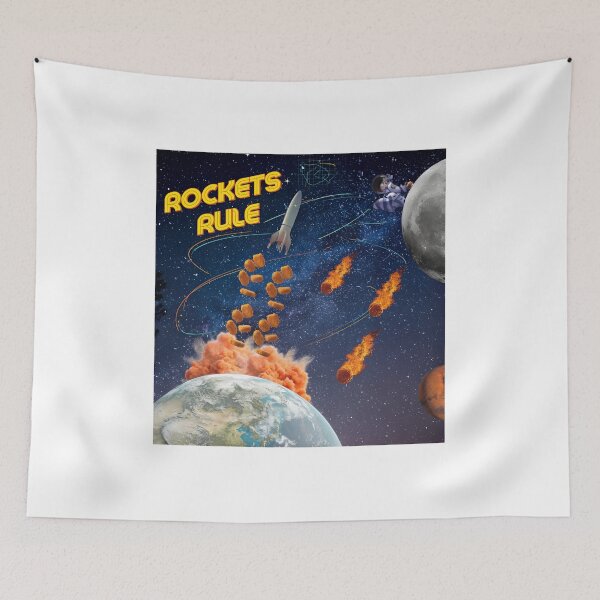 Item preview, Rockets Rule Nugget Explosion Space Art designed and sold by NeonMashup.