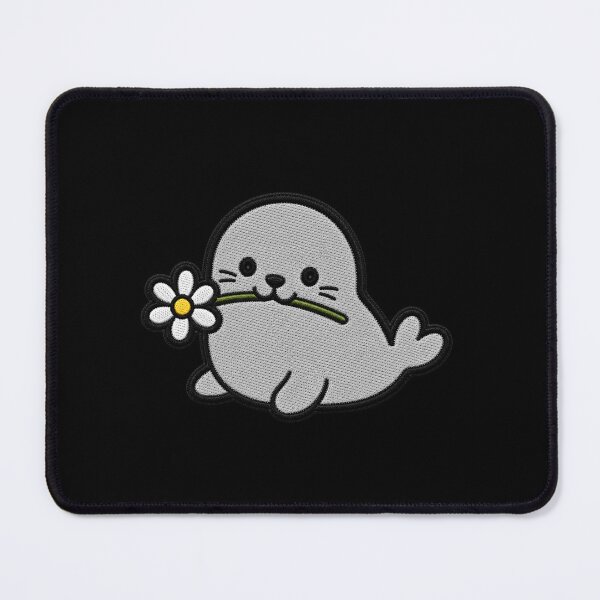 Item preview, Cute Seal Holding a Flower Embroidery Patch designed and sold by ColorSplash123.