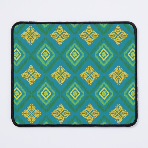 Item preview, Ikat seamless pattern with traditional Thai motif on turquoise background. designed and sold by AjjimaJKM.