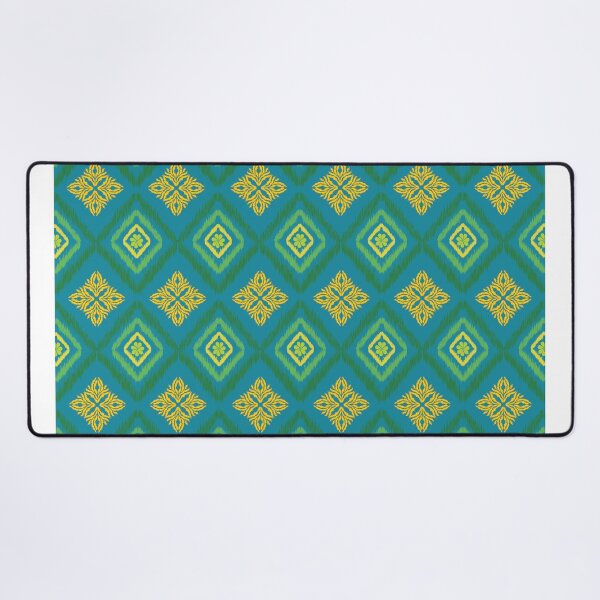 Item preview, Ikat seamless pattern with traditional Thai motif on turquoise background. designed and sold by AjjimaJKM.