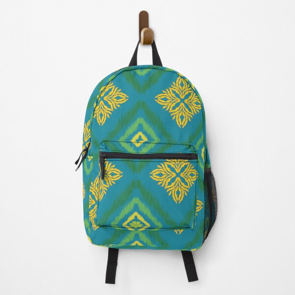 Item preview, Ikat seamless pattern with traditional Thai motif on turquoise background. designed and sold by AjjimaJKM.