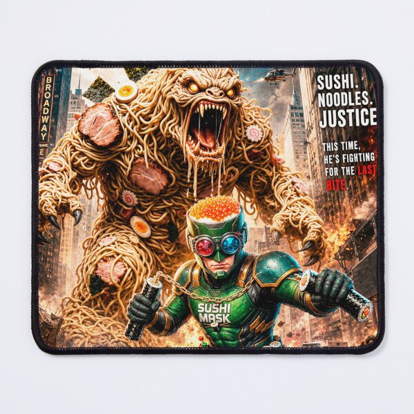 Item preview, SUSHI MASK THE MOVIE: The Ultimate Ramen Monster Attack & USA's Final Day designed and sold by Surreal Characters & Cute Pups.
