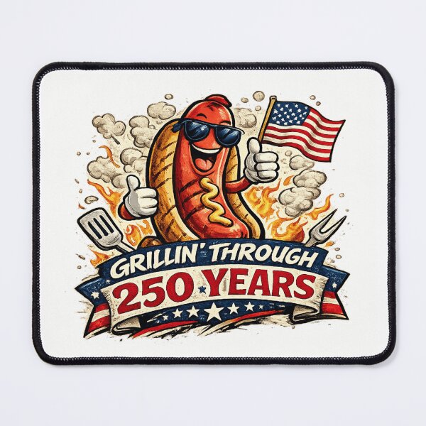Item preview, Grillin Through 250 Years Funny America 250 BBQ Hot Dog designed and sold by BestKindStudio.