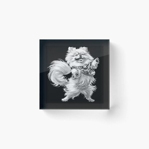 Item preview, Funny Dancing Pomeranian Black and White Dog Art designed and sold by inkoutninja.