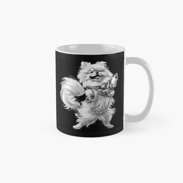 Item preview, Funny Dancing Pomeranian Black and White Dog Art designed and sold by inkoutninja.
